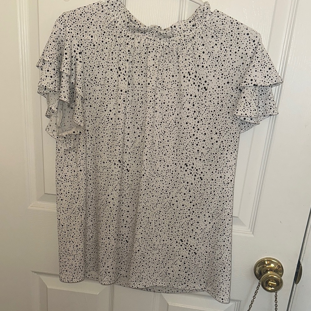 Elegant Ruffled Black and White Women's Top
